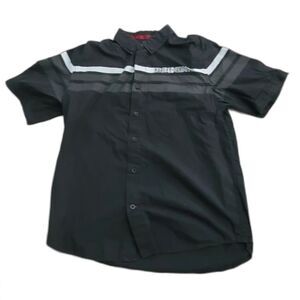 Mens Harley Davidson Shop Mechanic Shirt Button Up Size Large L Black